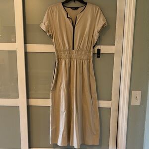 Simply Vera Vera Wang Beige Midi Dress with Black Trim